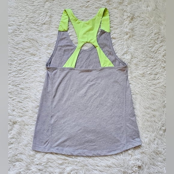 Nike dri-fit womens racerback‎ tank gray neon green size S small - Picture 4 of 7